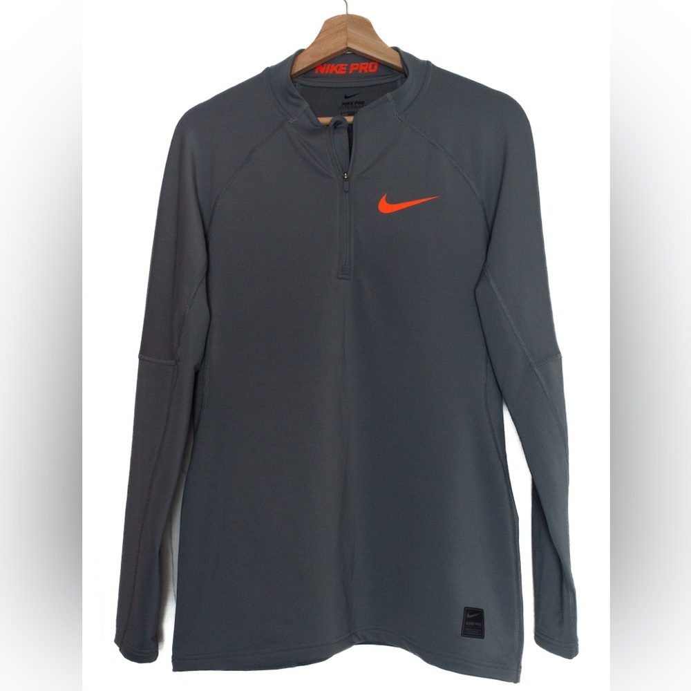 Nike Pro Hyperwarm Grey Quarter Zip Sports Top